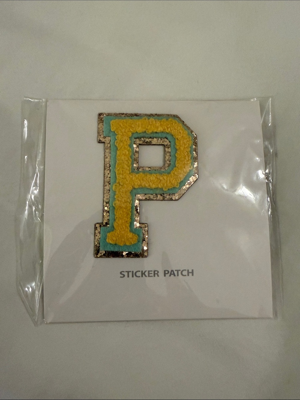 Stoney Clover Lane Yellow & Teal Letter P Sticker Patch Glitter Varsity